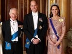 Britain's Queen Camilla, Britain's King Charles III, Britain's Prince William, Prince of Wales and Britain's Catherine, Princess of Wales pose for a picture during a reception for members of the Diplomatic Corps at Buckingham Palace, in London, on December 5, 2023. Britain's Queen Camilla, Britain's King Charles III, Britain's Prince William, Prince of Wales and Britain's Catherine, Princess of Wales pose for a picture during a reception for members of the Diplomatic Corps at Buckingham Palace, in London, on December 5, 2023.