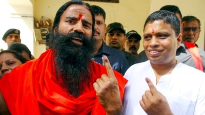 Yoga guru Baba Ramdev and Patanjali Ayurved's managing director Balkrishna in Haridwar. (ANI Photo) Yoga guru Baba Ramdev and Patanjali Ayurved's managing director Balkrishna in Haridwar. (ANI Photo)