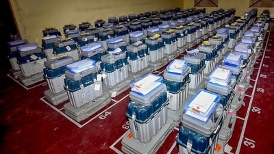 Boxes containing the EVMs placed at the Loyola College strong room after the completion of polling in Tamil Nadu for the Lok Sabha elections 2024, on Saturday. (ANI ) Boxes containing the EVMs placed at the Loyola College strong room after the completion of polling in Tamil Nadu for the Lok Sabha elections 2024, on Saturday. (ANI )
