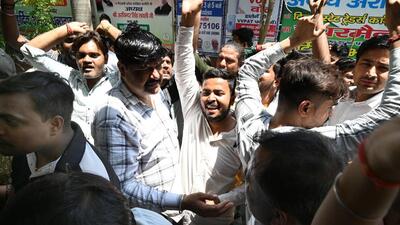 Congress workers protest against Udit Raj’s candidature for the Lok Sabha polls at the DPCC office on April 22. (Arvind Yadav/HT File) Congress workers protest against Udit Raj’s candidature for the Lok Sabha polls at the DPCC office on April 22. (Arvind Yadav/HT File)
