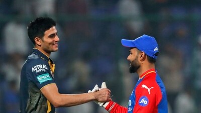 Gujarat Titans' captain Shubman Gill, left, congratulates Delhi Capitals' captain Rishabh Pant (AP) Gujarat Titans' captain Shubman Gill, left, congratulates Delhi Capitals' captain Rishabh Pant (AP)