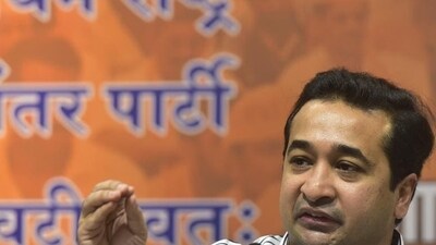 Mumbai, India - August 06, 2022: BJP leader Nitesh Rane addresses the media during a press conference at BJP Office, Nariman Point, in Mumbai, India, on Saturday, August 06, 2022. (Photo by Anshuman Poyrekar/ Hindustan Times) (Anshuman Poyrekar/HT PHOTO) Mumbai, India - August 06, 2022: BJP leader Nitesh Rane addresses the media during a press conference at BJP Office, Nariman Point, in Mumbai, India, on Saturday, August 06, 2022. (Photo by Anshuman Poyrekar/ Hindustan Times) (Anshuman Poyrekar/HT PHOTO)
