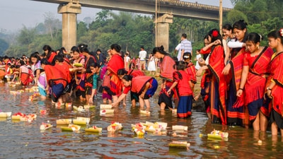 North Tripura: Chakma community members perform rituals at the Deo River during Biju festival celebrations at Pencharthal, in North Tripura, Friday, April 12, 2024. (PTI Photo)
(PTI04_12_2024_000019B) (PTI) North Tripura: Chakma community members perform rituals at the Deo River during Biju festival celebrations at Pencharthal, in North Tripura, Friday, April 12, 2024. (PTI Photo)
(PTI04_12_2024_000019B) (PTI)