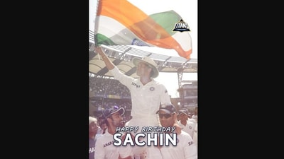 Sachin Tendulkar birthday: The image is from a video shared by the IPL team Gujarat Titans. (Instagram/@gujarat_titans) Sachin Tendulkar birthday: The image is from a video shared by the IPL team Gujarat Titans. (Instagram/@gujarat_titans)