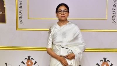 Deepti Naval made a rare appearance in a beautiful white saree for the premiere. Deepti Naval made a rare appearance in a beautiful white saree for the premiere.