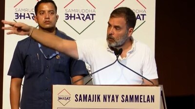 Rahul Gandhi speaking at Samajik Nyay Sammelan on Wednesday.