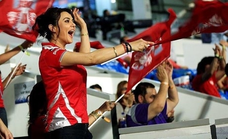 Preity Zinta cheering at a cricket match Preity Zinta cheering at a cricket match