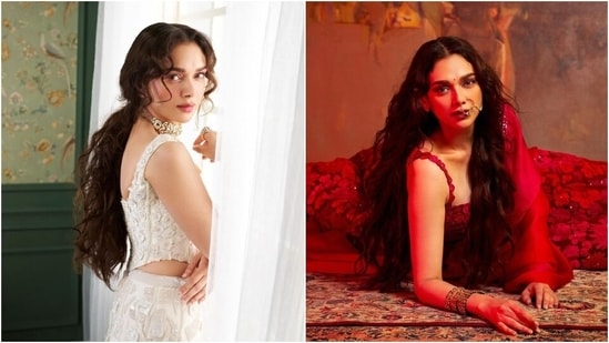 Aditi Rao Hydari's white and red lehenga sets are perfect for new brides to wear during summer weddings. (Instagram)