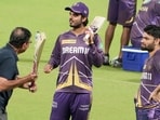 Kolkata Knight Riders' Managing Director Venky Mysore with players Nitish Rana and Rinku Singh during a practice session Kolkata Knight Riders' Managing Director Venky Mysore with players Nitish Rana and Rinku Singh during a practice session