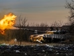 A Ukrainian tank of the 17th Tank Brigade fires at Russian positions in Chasiv Yar, the site of fierce battles with the Russian troops in the Donetsk region, Ukraine, Thursday, Feb. 29, 2024. A Ukrainian tank of the 17th Tank Brigade fires at Russian positions in Chasiv Yar, the site of fierce battles with the Russian troops in the Donetsk region, Ukraine, Thursday, Feb. 29, 2024.