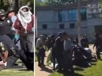 Pro-Palestinian protesters have occupied Atlanta's Emory University, a video shows police firing rubber bullets (@CollinRugg/X) Pro-Palestinian protesters have occupied Atlanta's Emory University, a video shows police firing rubber bullets (@CollinRugg/X)