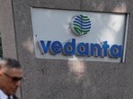 Vedanta Q4 results: A man walks past the logo of Vedanta outside its headquarters in Mumbai, India.