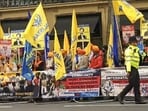 File photo of Khalistan supporters stage a protest outside the Indian High Commission in London, UK. File photo of Khalistan supporters stage a protest outside the Indian High Commission in London, UK.
