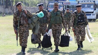 Security personnel leave for election duty, in Jammu, UT of Jammu and Kashmir. (PTI) Security personnel leave for election duty, in Jammu, UT of Jammu and Kashmir. (PTI)