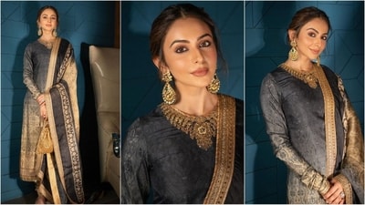 Rakul Preet Singh is here to give you some stunning ethnic fashion inspiration. The diva is a total fashionista and can turn any outfit into a glamorous affair. Whether it's a chic jumpsuit or a mini dress, she can pull off any look to perfection. Just a few days ago, the diva turned heads in a green shirt dress and this time around, Rakul proves her fashion savvy with a stunning look in an ethereal black suit. As the wedding season is going on, Rakul's ethnic look must be bookmarked for your next traditional outing. (Instagram/@rakulpreet) Rakul Preet Singh is here to give you some stunning ethnic fashion inspiration. The diva is a total fashionista and can turn any outfit into a glamorous affair. Whether it's a chic jumpsuit or a mini dress, she can pull off any look to perfection. Just a few days ago, the diva turned heads in a green shirt dress and this time around, Rakul proves her fashion savvy with a stunning look in an ethereal black suit. As the wedding season is going on, Rakul's ethnic look must be bookmarked for your next traditional outing. (Instagram/@rakulpreet)