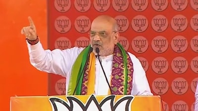 Union home minister Amit Shah addresses an election rally in Medak in Telangana. (X/BJP) Union home minister Amit Shah addresses an election rally in Medak in Telangana. (X/BJP)