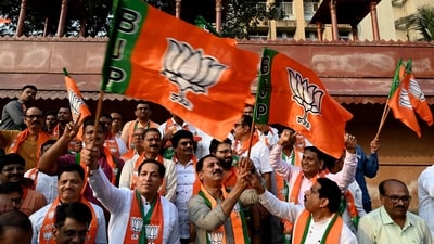 BJP workers in Rajasthan. (HT Photo)