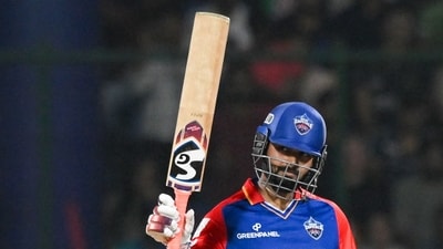 Delhi Capitals' captain Rishabh Pant celebrates after scoring a half-century (AFP) Delhi Capitals' captain Rishabh Pant celebrates after scoring a half-century (AFP)