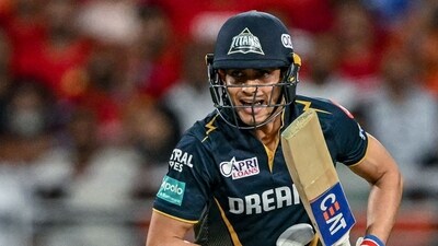 Gujarat Titans' captain Shubman Gill reacts after playing a shot during the Indian Premier League (IPL) (AFP) Gujarat Titans' captain Shubman Gill reacts after playing a shot during the Indian Premier League (IPL) (AFP)