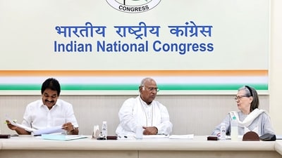 Congress President Mallikarjun Kharge along with Parliamentary Party Chairperson Sonia Gandhi and party KC Venugopal during the Central Election Committee (CEC) meeting for the Lok Sabha elections 2024 of Haryana state, in New Delhi. (ANI) Congress President Mallikarjun Kharge along with Parliamentary Party Chairperson Sonia Gandhi and party KC Venugopal during the Central Election Committee (CEC) meeting for the Lok Sabha elections 2024 of Haryana state, in New Delhi. (ANI)