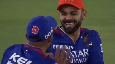 Virat Kohli celebrates with Yash Dayal. Virat Kohli celebrates with Yash Dayal.