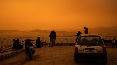 The yellow-orange haze smothered several regions, limiting visibility and prompting warnings of breathing risks from the authorities. (AFP) The yellow-orange haze smothered several regions, limiting visibility and prompting warnings of breathing risks from the authorities. (AFP)