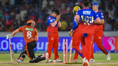 Royal Challengers Bengaluru finally recorded their second win of the season by beating the high-flying Sunrisers Hyderabad by 35 runs. RCB batted first and scored 206/7 in 20 overs They then dismissed all of SRH's big guns within the first 10 overs, thus making the next 10 a foregone conclusion. (PTI) Royal Challengers Bengaluru finally recorded their second win of the season by beating the high-flying Sunrisers Hyderabad by 35 runs. RCB batted first and scored 206/7 in 20 overs They then dismissed all of SRH's big guns within the first 10 overs, thus making the next 10 a foregone conclusion. (PTI)