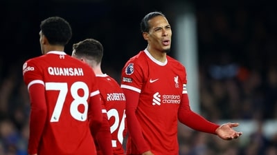Liverpool's Virgil van Dijk reacts (REUTERS)
