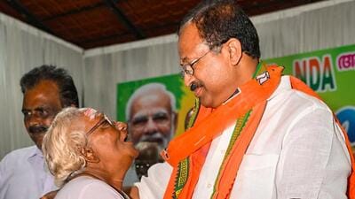 Thiruvananthapuram: Union Minister & BJP candidate from Attingal constituency V Muraleedharan during an election campaign for the LS polls, in Thiruvananthapuram (PTI) Thiruvananthapuram: Union Minister & BJP candidate from Attingal constituency V Muraleedharan during an election campaign for the LS polls, in Thiruvananthapuram (PTI)