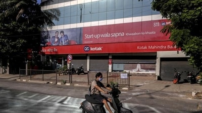 Kotak Mahindra Bank share price today: Kotak Mahindra Bank shares were down more than 11% after RBI's order. (Bloomberg) Kotak Mahindra Bank share price today: Kotak Mahindra Bank shares were down more than 11% after RBI's order. (Bloomberg)