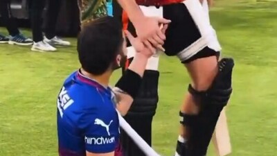 Virat Kohli and Pat Cummins meet before the IPL 2024 match between RCB and SRH (X) Virat Kohli and Pat Cummins meet before the IPL 2024 match between RCB and SRH (X)