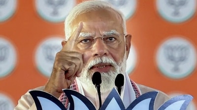 Prime Minister Narendra Modi addresses a public meeting in favour of Bharatiya Janata Party (BJP) candidate Shivmangal Singh Tomar for the second phase of the Lok Sabha polls, in Morena on Thursday. (BJP) Prime Minister Narendra Modi addresses a public meeting in favour of Bharatiya Janata Party (BJP) candidate Shivmangal Singh Tomar for the second phase of the Lok Sabha polls, in Morena on Thursday. (BJP)