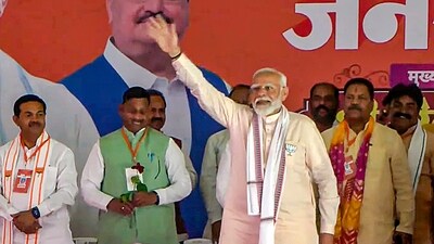 Prime Minister Narendra Modi during a public meeting for Lok Sabha elections, in Aonla, Thursday, April 25, 2024. (PTI) Prime Minister Narendra Modi during a public meeting for Lok Sabha elections, in Aonla, Thursday, April 25, 2024. (PTI)