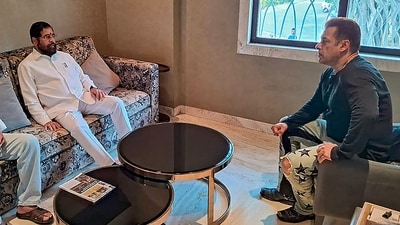 Even when Maharashtra Chief Minister Eknath Shinde visited his residence to discuss his security, fans couldn't help but spot the torn jeans Salman wore to the meeting. And of course, we can't miss the galaxy of stars all over it. (Instagram) Even when Maharashtra Chief Minister Eknath Shinde visited his residence to discuss his security, fans couldn't help but spot the torn jeans Salman wore to the meeting. And of course, we can't miss the galaxy of stars all over it. (Instagram)