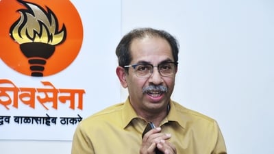Shiv Sena (Uddhav Thackeray) Chief Uddhav Thackeray addresses a press conference, at his residence 'Matoshree', in Mumbai. (ANI)