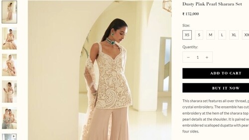 The price of the sharara set Alia Bhatt wore to the premiere of Heeramandi. (seemagujral.com) The price of the sharara set Alia Bhatt wore to the premiere of Heeramandi. (seemagujral.com)