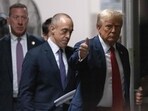 Former US President Donald Trump returns from a break during his trial for allegedly covering up hush money payments linked to extramarital affairs, at Manhattan Criminal Court in New York City on April 25, 2024. (Photo by JEENAH MOON / POOL / AFP) Former US President Donald Trump returns from a break during his trial for allegedly covering up hush money payments linked to extramarital affairs, at Manhattan Criminal Court in New York City on April 25, 2024. (Photo by JEENAH MOON / POOL / AFP)