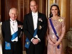 Britain's Queen Camilla, Britain's King Charles III, Britain's Prince William, Prince of Wales and Britain's Catherine, Princess of Wales pose for a picture during a reception for members of the Diplomatic Corps at Buckingham Palace, in London, on December 5, 2023. Britain's Queen Camilla, Britain's King Charles III, Britain's Prince William, Prince of Wales and Britain's Catherine, Princess of Wales pose for a picture during a reception for members of the Diplomatic Corps at Buckingham Palace, in London, on December 5, 2023.