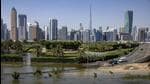 Floodwater in Dubai. (AP)