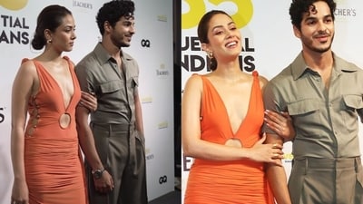 Mira Rajput looked stunning in orange and was happy to pose with brother-in-law Ishaan Khatter on the red carpet. Mira Rajput looked stunning in orange and was happy to pose with brother-in-law Ishaan Khatter on the red carpet.