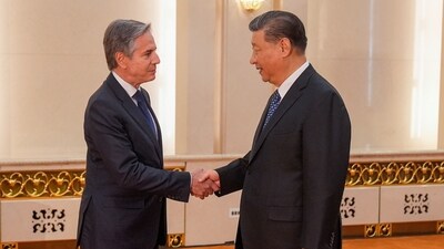 U.S. Secretary of State Antony Blinken meets with Chinese President Xi Jinping at the Great Hall of the People, Friday, April 26, 2024, in Beijing, China. (AP) U.S. Secretary of State Antony Blinken meets with Chinese President Xi Jinping at the Great Hall of the People, Friday, April 26, 2024, in Beijing, China. (AP)