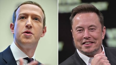 Mark Zuckerberg and Elon Musk are seen. (AFP) Mark Zuckerberg and Elon Musk are seen. (AFP)