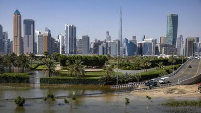 Floodwater in Dubai. (AP) Floodwater in Dubai. (AP)