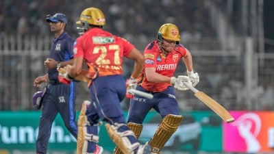 Chasing 262, PBKS reached 262/2 in 18.4 overs, courtesy of an unbeaten ton by Jonny Bairstow. Bairstow smacked an unbeaten knock of 108* runs off 48 balls and Shashank slammed 68* off 28 deliveries. (AP) Chasing 262, PBKS reached 262/2 in 18.4 overs, courtesy of an unbeaten ton by Jonny Bairstow. Bairstow smacked an unbeaten knock of 108* runs off 48 balls and Shashank slammed 68* off 28 deliveries. (AP)