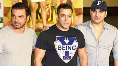 Salman Khan with brothers Sohail Khan and Arbaaz Khan (extreme right). (File Photo) Salman Khan with brothers Sohail Khan and Arbaaz Khan (extreme right). (File Photo)