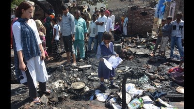 This is the second fire incident in Panchkula within a month. (Sant Arora/ HT) This is the second fire incident in Panchkula within a month. (Sant Arora/ HT)