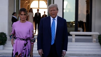 “I want to start by wishing my wife, Melania, a very happy birthday,” the presumptive Republican presidential nominee said, adding that “it would be nice to be with her”. (Getty Images via AFP) “I want to start by wishing my wife, Melania, a very happy birthday,” the presumptive Republican presidential nominee said, adding that “it would be nice to be with her”. (Getty Images via AFP)