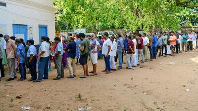 Voters wait in a queue to cast their votes during the second phase of the Lok Sabha Polls, at a polling station, in Kerala (CEO Kerala) Voters wait in a queue to cast their votes during the second phase of the Lok Sabha Polls, at a polling station, in Kerala (CEO Kerala)
