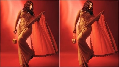 On Thursday, Mrunal gave her fans a sweet surprise as the actress took to Instagram and uploaded a series of stunning pictures accompanied by the caption, “Apsara aali Indrapuri tun khaali.” In the post she can be seen exuding glamour in an ethereal ivory saree. (Instagram/@mrunalthakur) On Thursday, Mrunal gave her fans a sweet surprise as the actress took to Instagram and uploaded a series of stunning pictures accompanied by the caption, “Apsara aali Indrapuri tun khaali.” In the post she can be seen exuding glamour in an ethereal ivory saree. (Instagram/@mrunalthakur)
