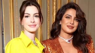 Anne Hathaway with Priyanka Chopra at an event in 2022. (File Photo)